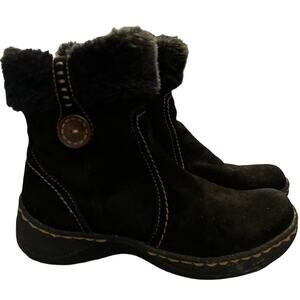 BareTraps Elexa Leather Boots Women’s Size 6 M Faux Fur Ankle Winter Warm Zip